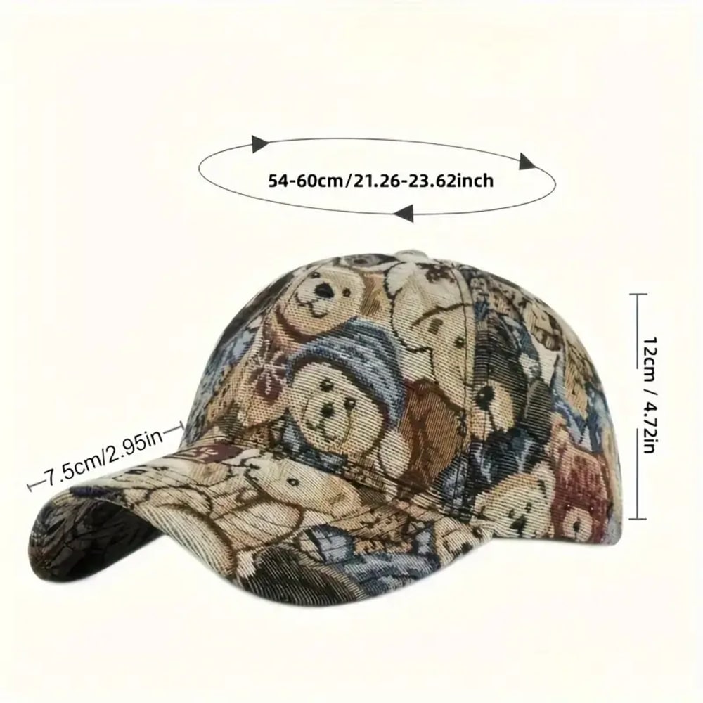 Men Retro Cartoon Bear Baseball Cap